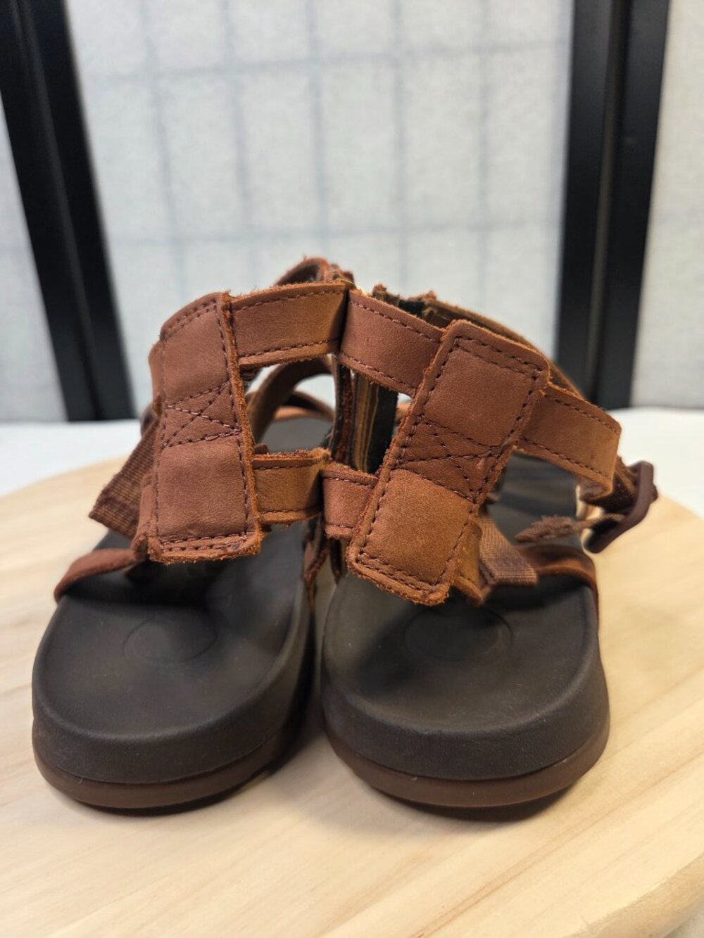 Chaco Nutshell Brown Lowdown Leather Strappy High Sporty Sandals Women US 11 - Picture 7 of 14